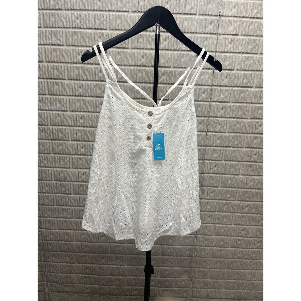 CUPSHE White Eyelet Lace Strappy Cami Top CAA07A5B022CC Small NWT